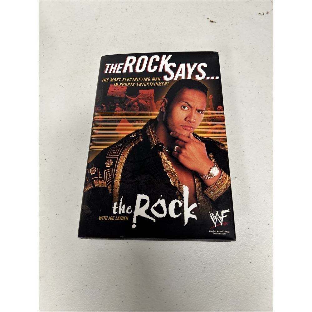 The Rock Says Book WWF WWE Dwayne Johnson Hardcover Autobiography w/ Dust Jacket